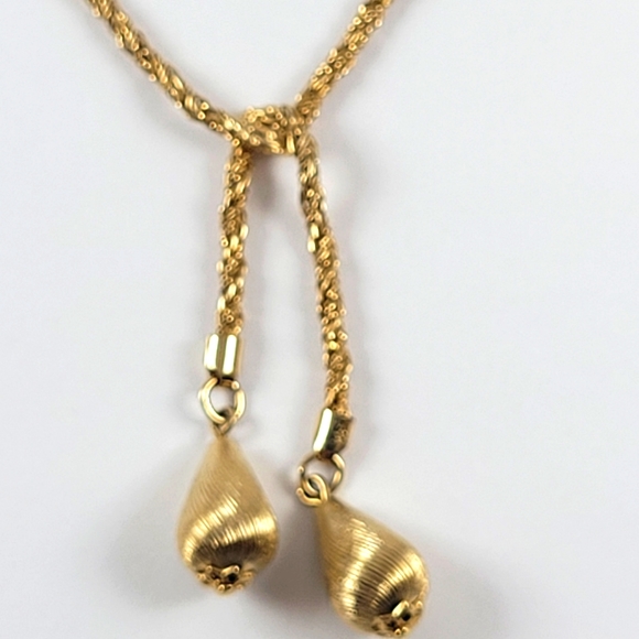 Vintage 70's Gold Tone Drop Tussle Necklace - Picture 3 of 11